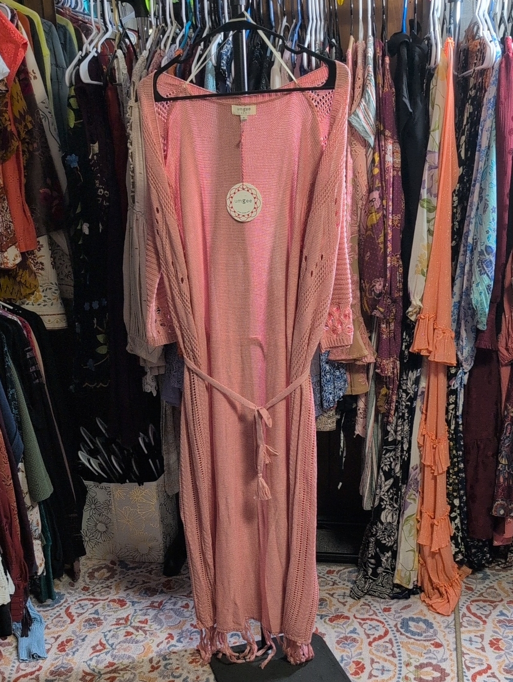 Umgee Pink Open Knit Cardigan NWT